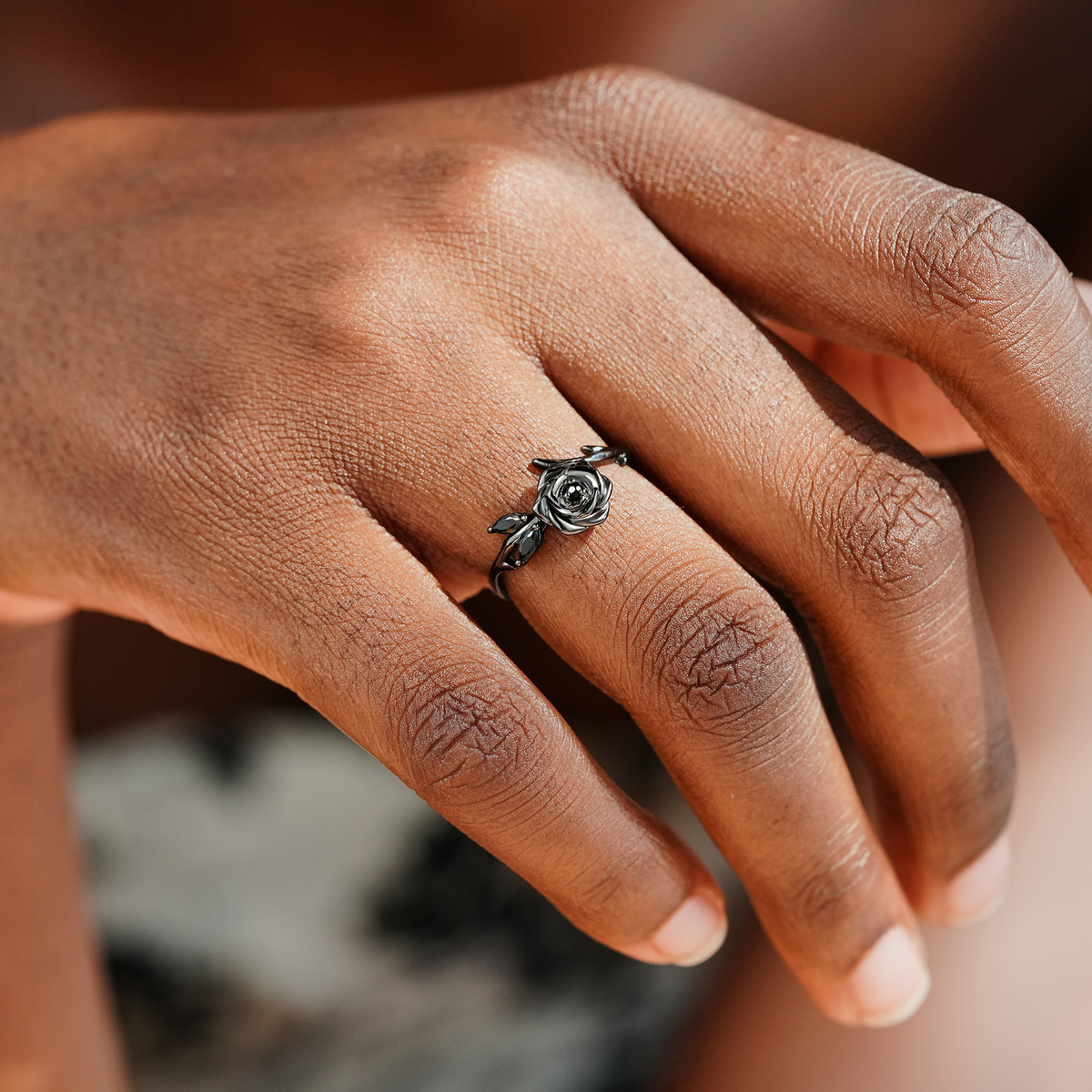 Burned and Survived Black Rose Self-Love Ring