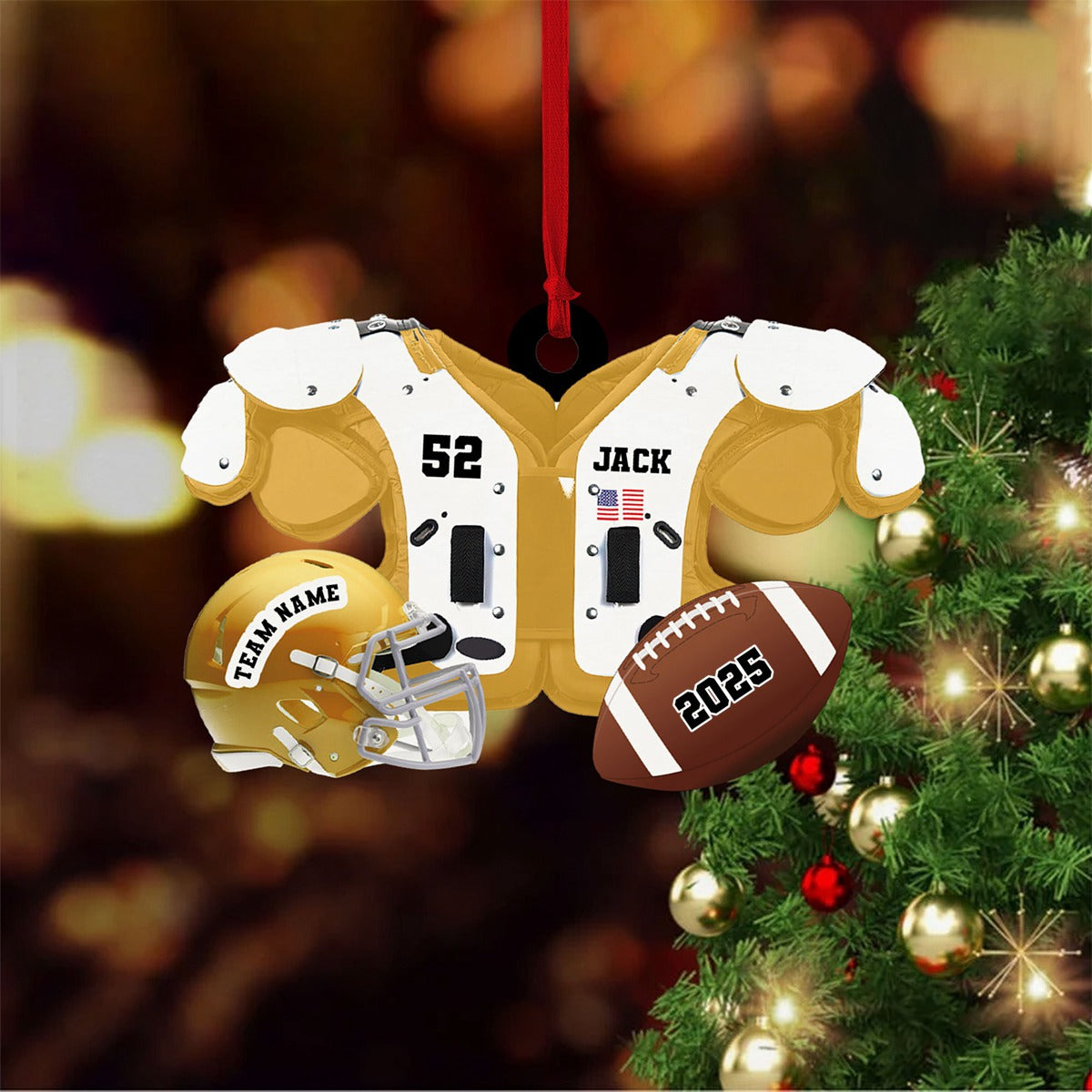 Personalized American Football Christmas Acrylic Ornament Gift for Son, Husband, Boyfriend