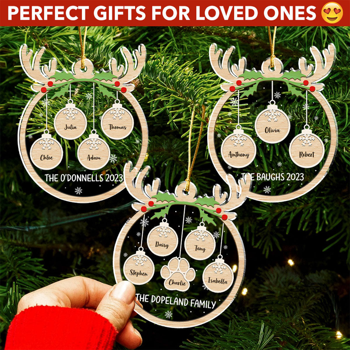 Paw Snowflake Charm Personalized Acrylic Ornament Gift For Family For Pet Lover