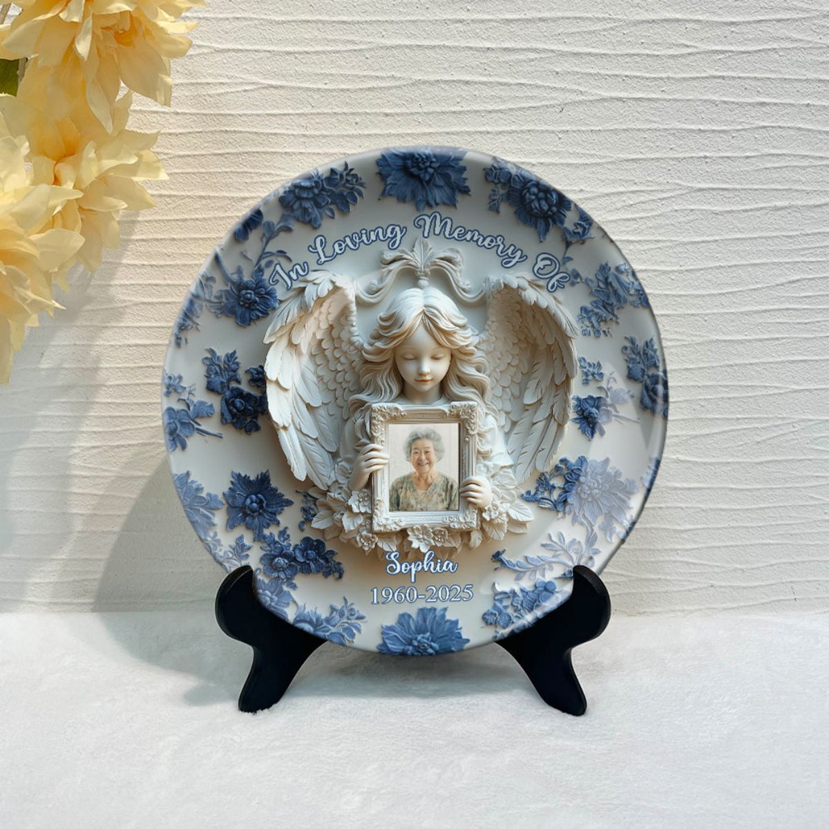 Angel Wings - Personalized Memorial Ceramic Round Plate
