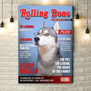 Pet Magazine Cover, Custom Pet Portrait Photo Canvas, Personalized Dog Lover Gift