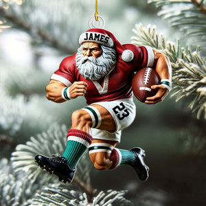 Custom Name American Football Santa Personalized Christmas Ornament