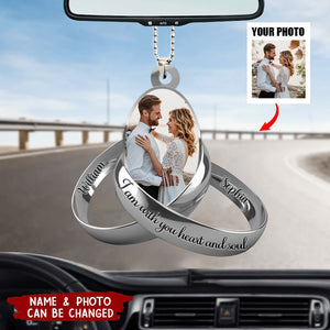 Personalized Photo Couple Silver Rings Acrylic Ornaments