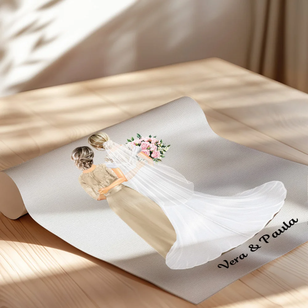 Personalized Cartoon Mom Bride Poster Painting Home Decor Wedding Gift for Bride Mother