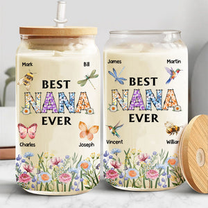 Best Mom Nana Ever - Gift For Mothers, Grandmas - Personalized Clear Glass Can