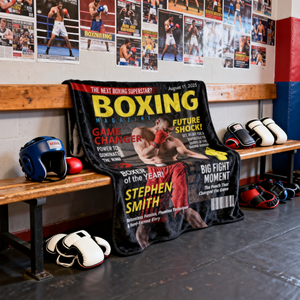 Personalized Boxing Magazine Cover Blanket Boxing Gifts, Boxing Retirement Gift, Boxing Coach Gift, Boxing Lover Gift