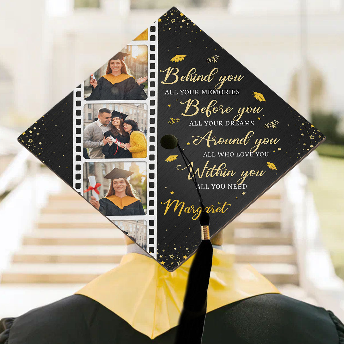 Behind You All Your Memories - Personalized Photo Graduation Cap Topper