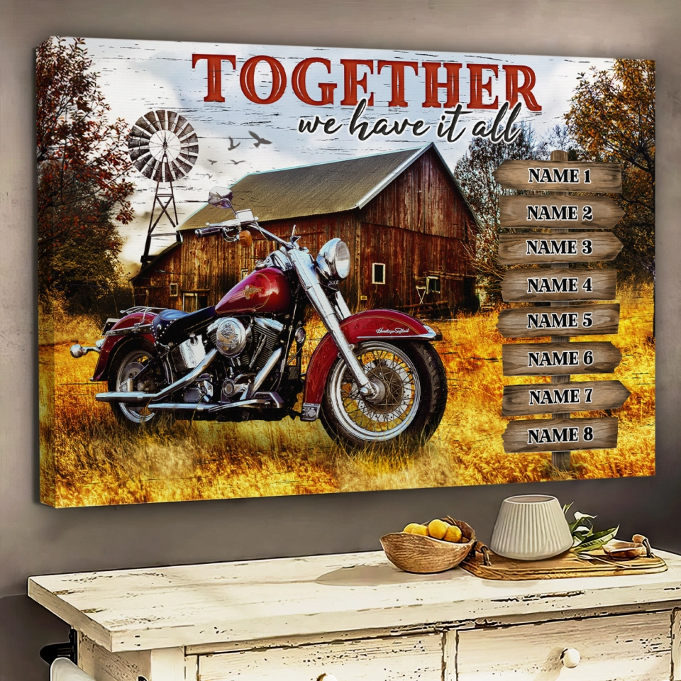 Together We Have It All Rustic Farmhouse Style Personalized Custom Clipart & Text Canvas/Poster