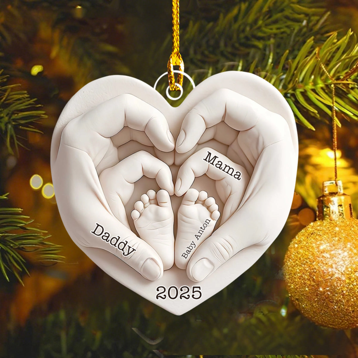 Heart Of Love Baby First Christmas Personalized Acrylic Ornament