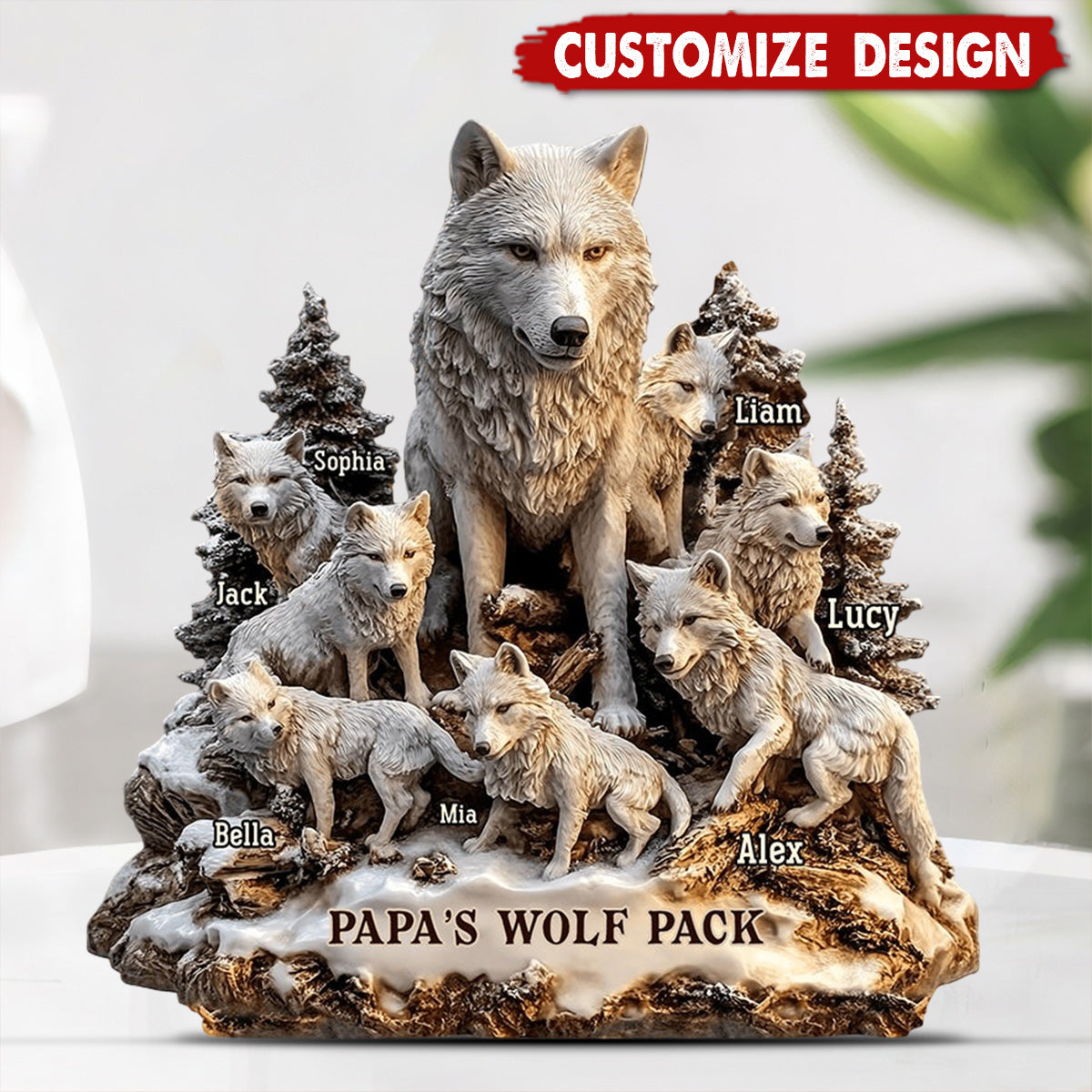 Papa's Wolf - Personalized Father Custom Shaped Acrylic Plaque