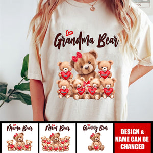 Personalized Mimi Bear Custom Grandma With Kids Pure cotton T-shirt