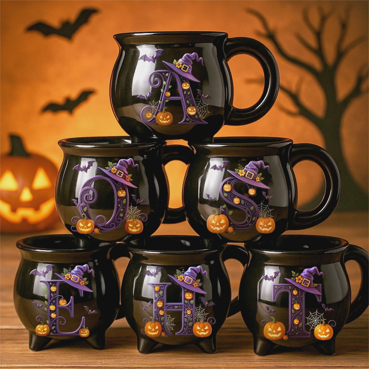 Custom Ceramic Cauldron Coffee Mug - Personalized Halloween Witchy Gifts For Besties, Sisters, BFF, Family, Yourself - Brew And Boo