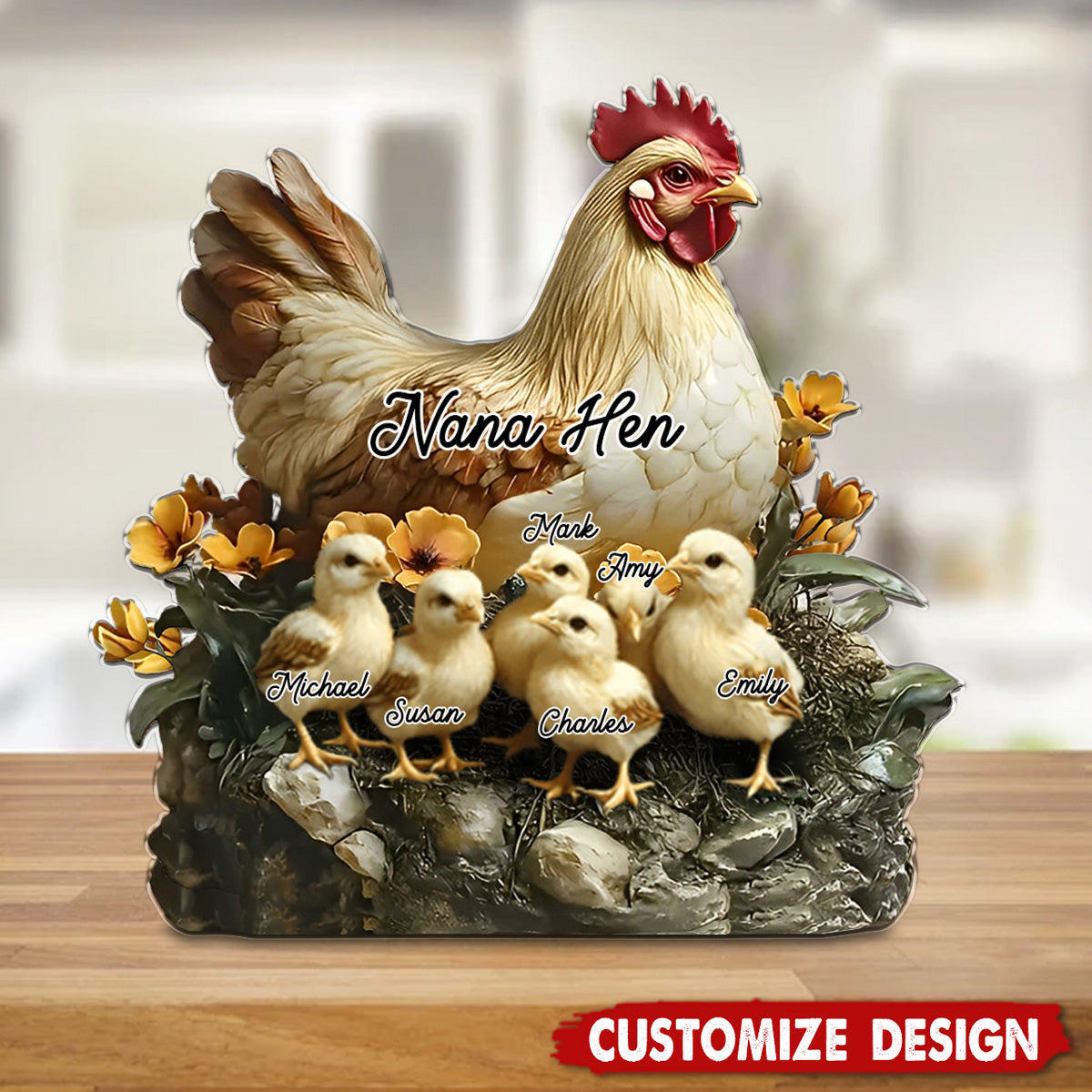 Mama Nana Hen - Personalized Mother Custom Shaped Acrylic Plaque