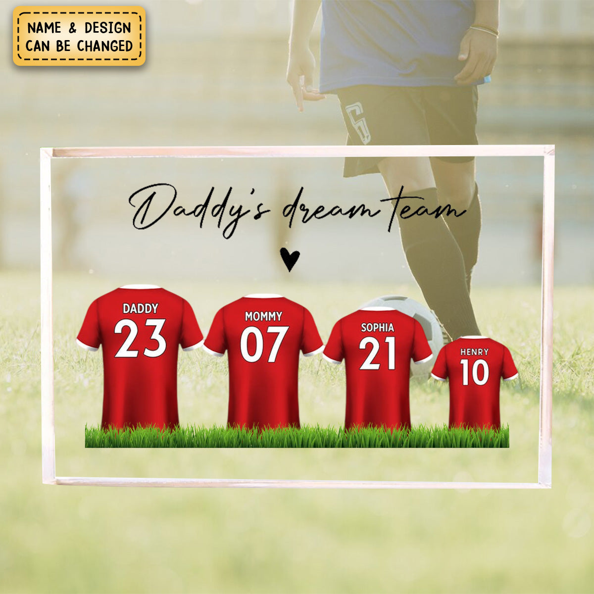 Personalized Acrylic Block Plaque - Daddy's Team Soccer Shirt Gift For Family