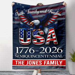 Custom Name Faith, Family & Freedom America 250 Years Patriotic Blanket