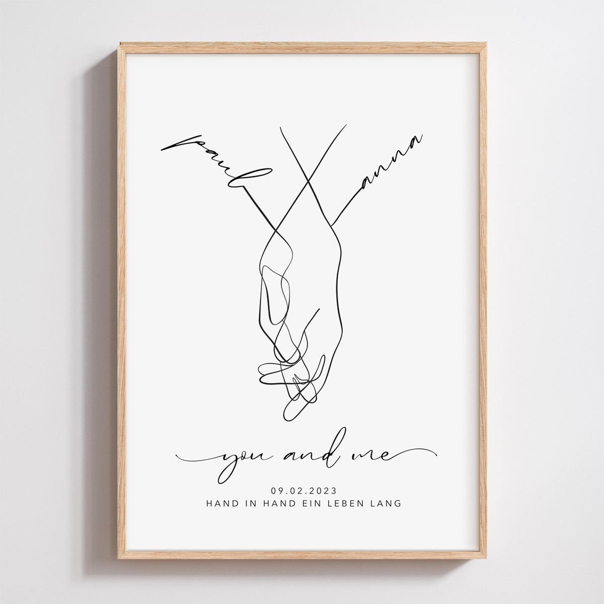 Personalized with name date canvas,hand in hand bride and groom,Wedding gift