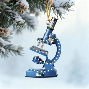 Personalized Microscope Christmas Ornament, Gift for Scientist