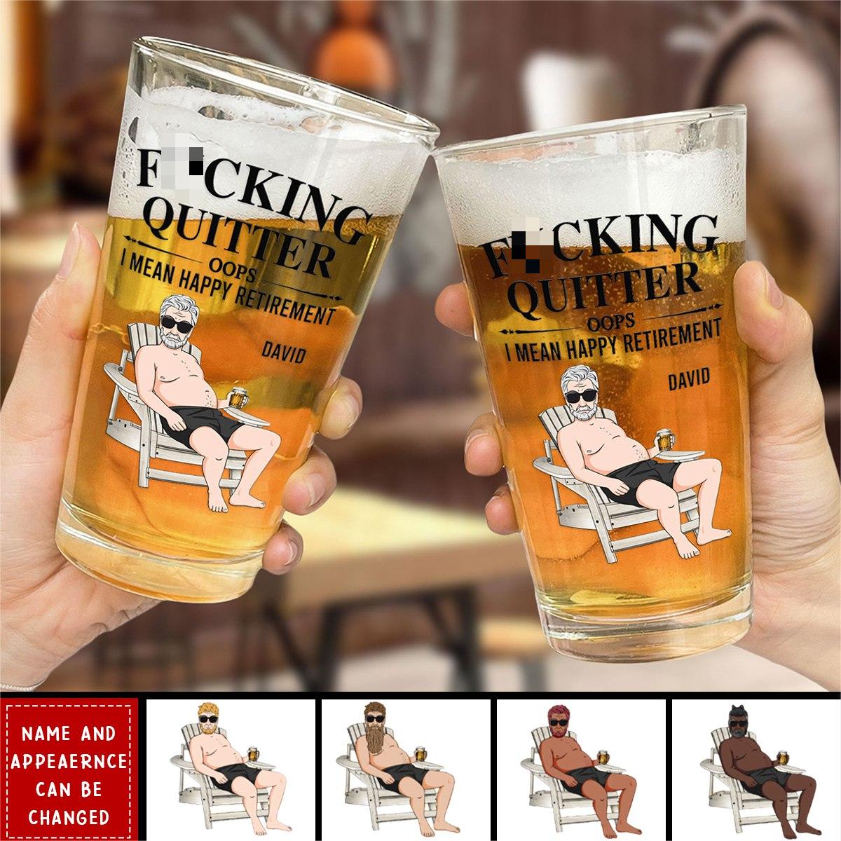 I Mean Happy Retirement-Personalized Beer Glass-Father's Day Gift