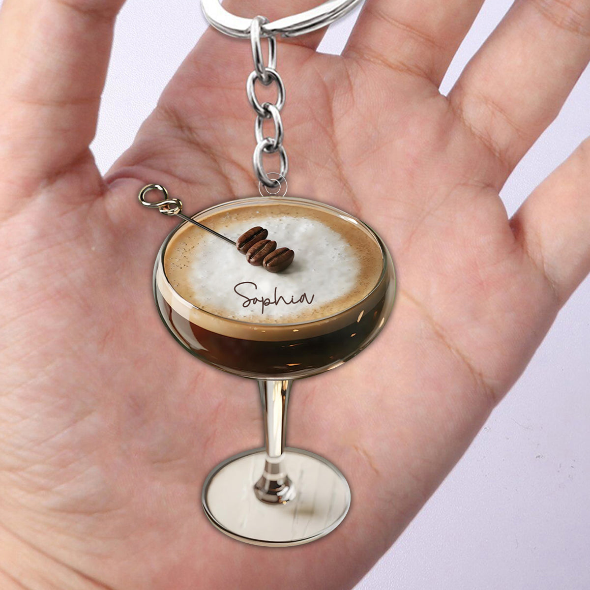 Personalized Espresso Martini Keychain,Cocktail Lover Gift
