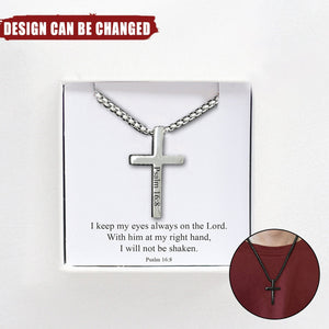 Personalized Cross Necklace Custom Engraved Pendant with Chain