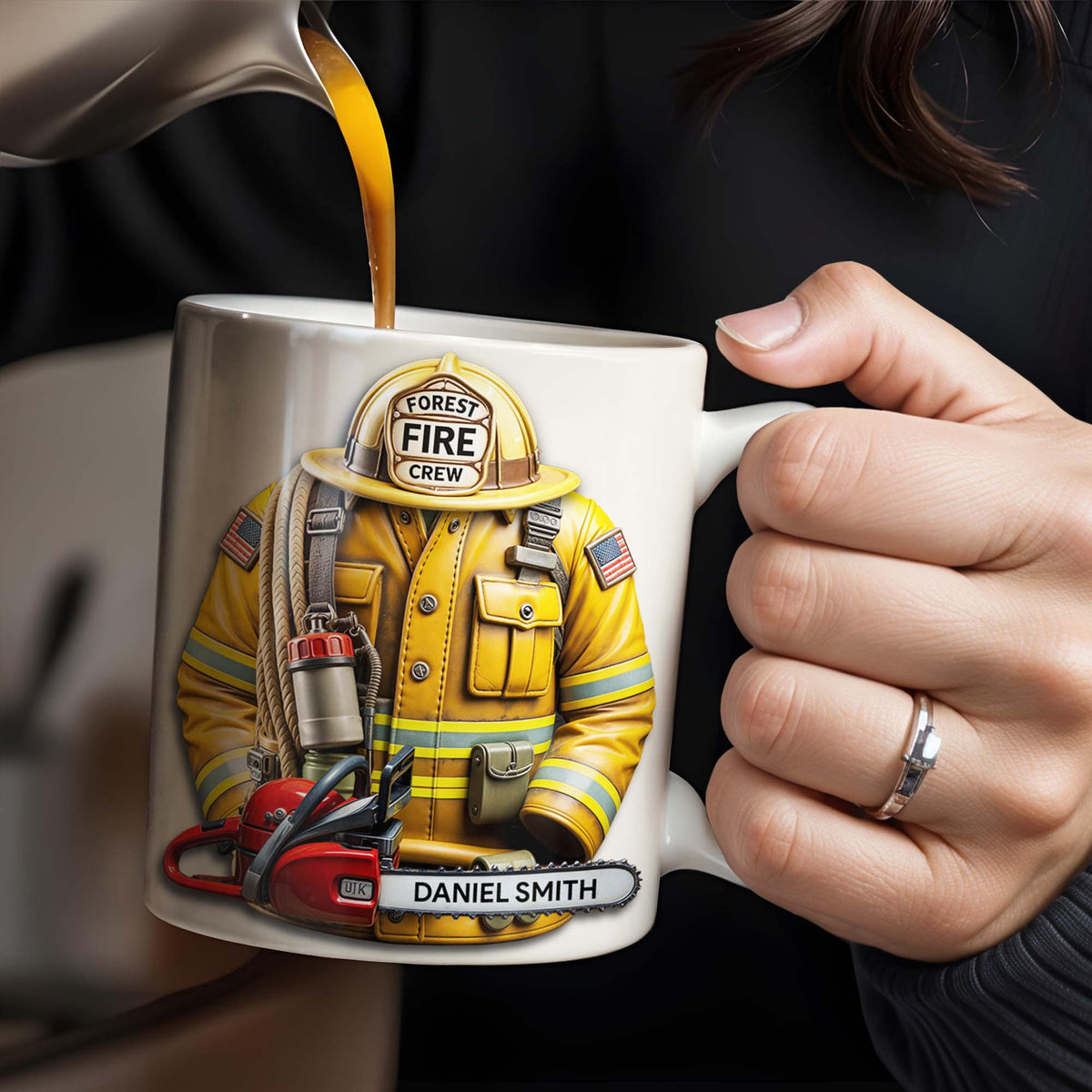 Personalized Firefighter Gear and Helmet Design, Personalized Custom Coffee Mug