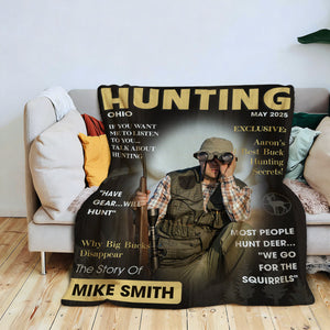 Personalized Hunter Magazine Cover Blanket, Custom Gift For Hunter, Hunting Gift For Man