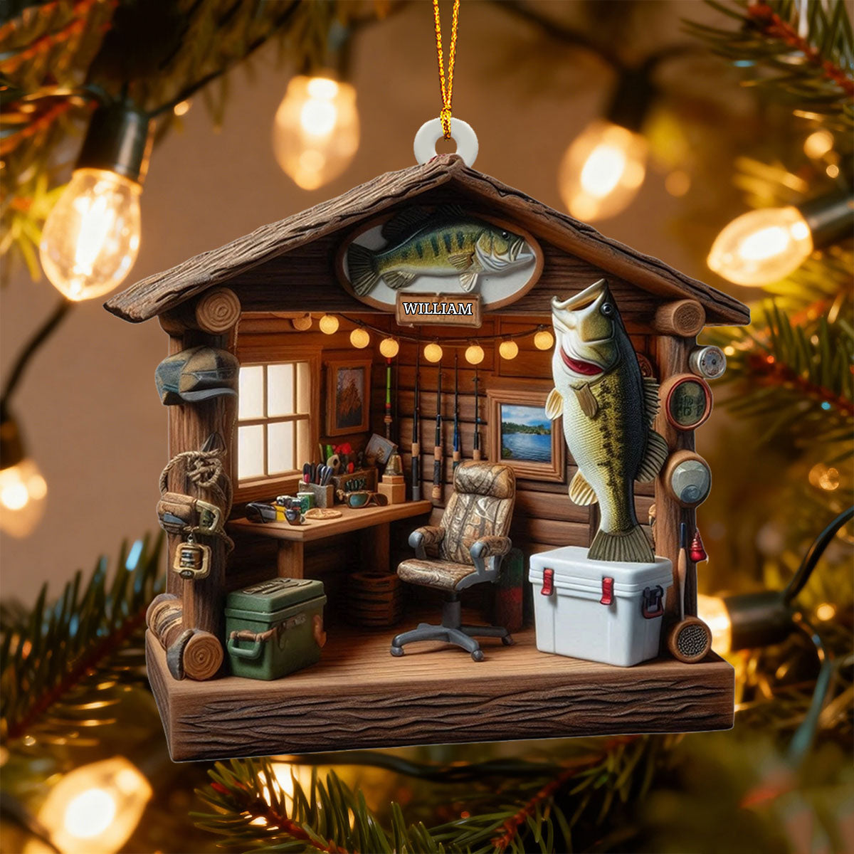 Love Fishing - Fishing Tool Cabin Personalized Fishing Ornament