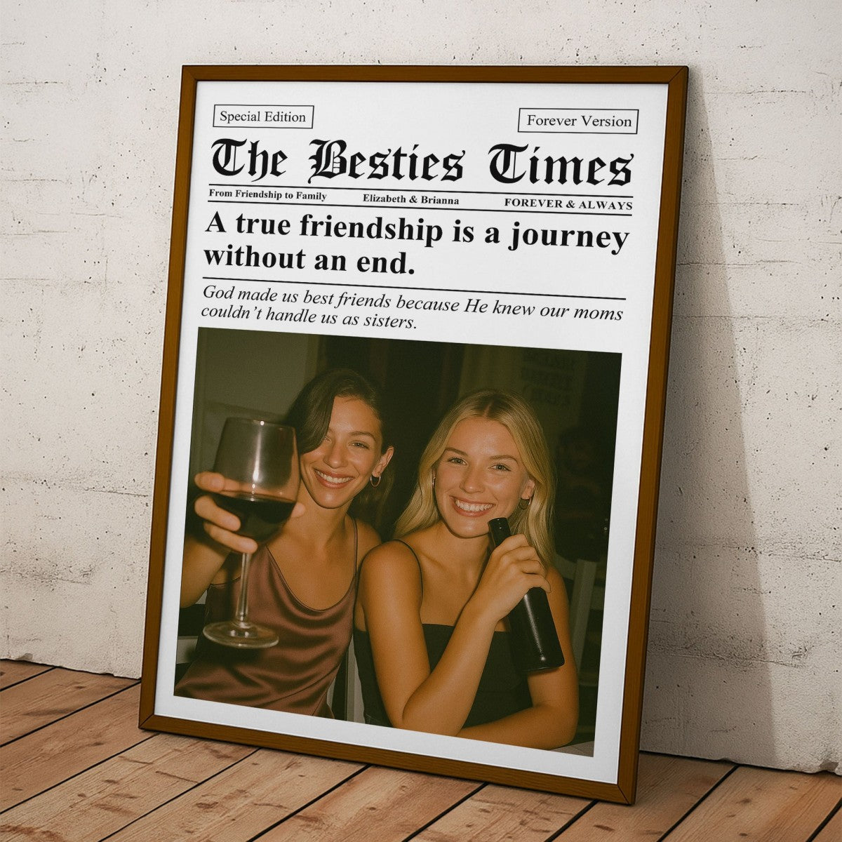 Newspaper The BFF Times - Upload Best Friend, Bestie Photo - Personalized Photo Poster Gift For Friend, Bestie