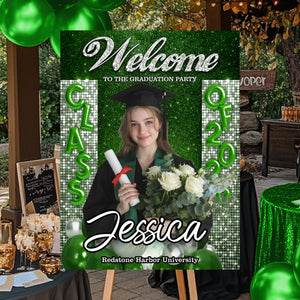 Custom Class Of 2026 - Personalized Graduation Party Welcome Sign Custom Photo Party Canvas Sign