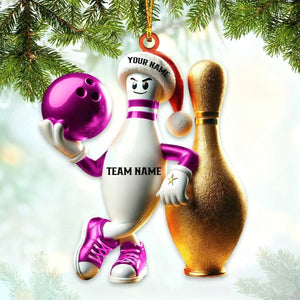 Custom Name Bowling Personalized Acrylic Ornament Christmas Gift for Bowling Lover