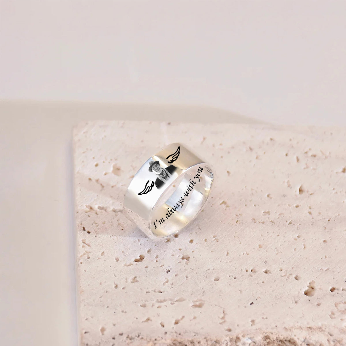 Custom Photo I’m always with you Personalized Memorial Ring