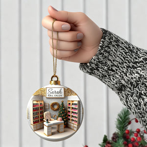 Personalized Custom Name Nail Salon Ornament, Nail Salon Christmas Decoration