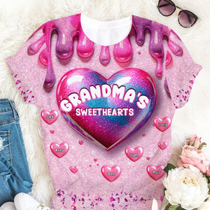 Personalized Grandma's Sweethearts Kids All-over Print T-Shirt