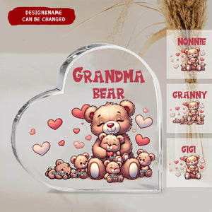 Personalized Grandma Bear With Cute Grandkids Acrylic Plaque