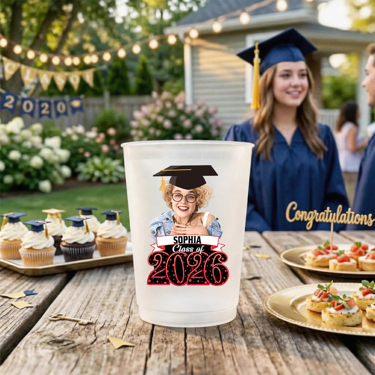 Class Of 2026, Custom Your Photo And Your Name Graduation Cups, Personalized Graduation Gift
