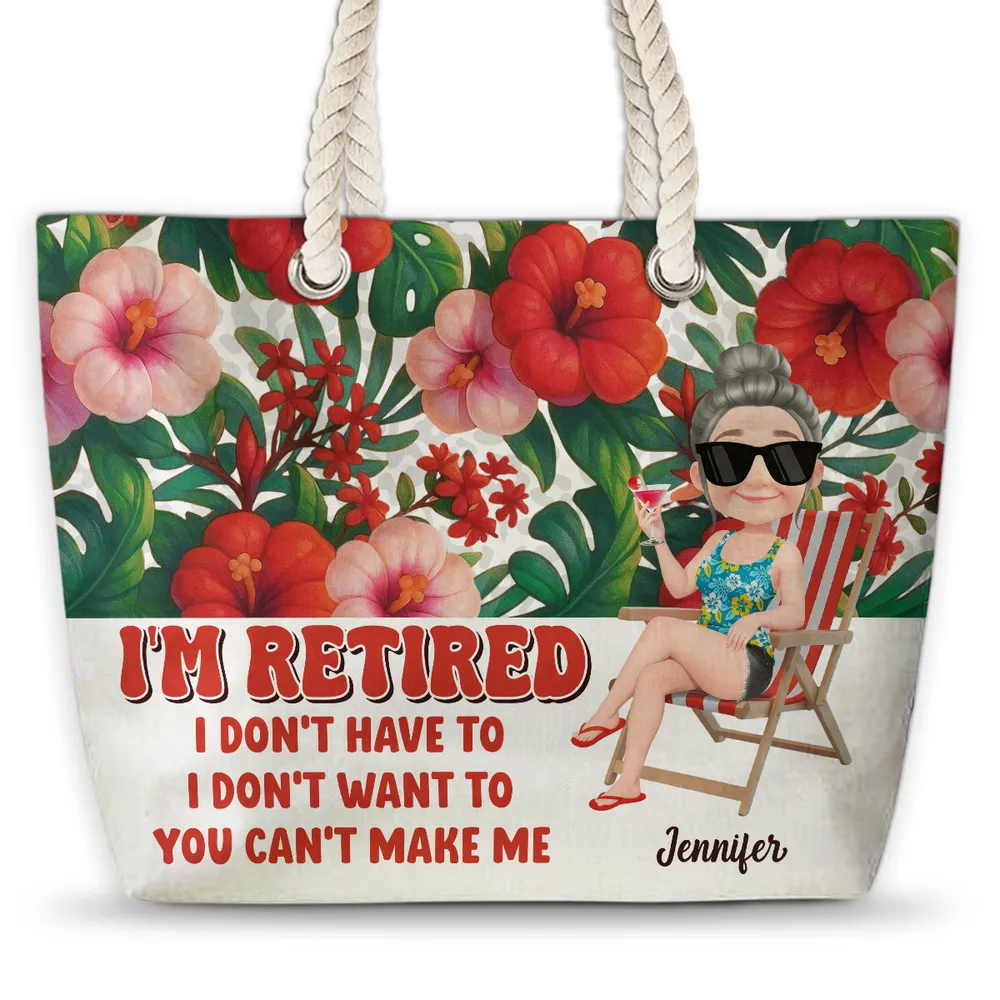 I Am Retired - Personalized Beach Bag For Relaxation & Fun