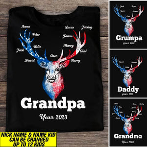 Personalized Grandpa Flag Independence Day T-Shirt