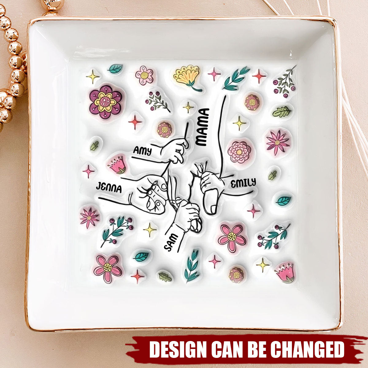 Holding Hand - Personalized Jewelry Dish, Gift for Mom, Grandma Gift, Mom and Kids Gift