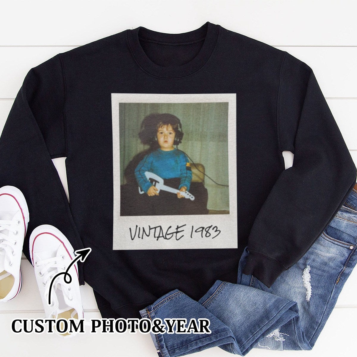 Unisex custom vintage foto-  Personalized Sweatshirt