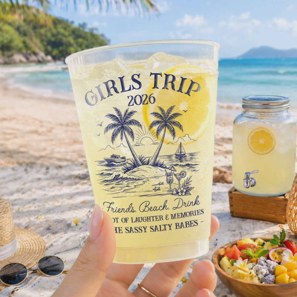 Personalized Summer Party Cups – "Hello Summer Vibes" – Gift For Best Friends & Family