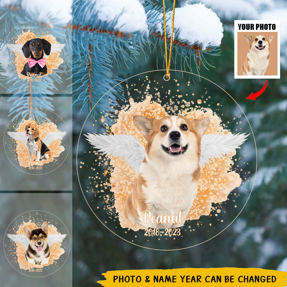 Custom Photo Memorial Dog Cat - Pet Memorial Gift, Christmas Gift - Personalized Circle Acrylic Ornament