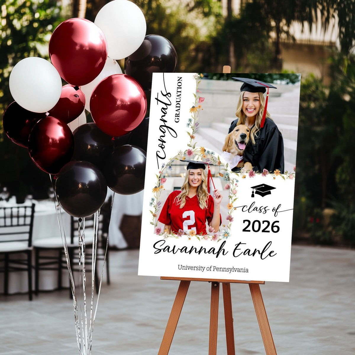 Custom Class Of 2026 Floral - Graduation Party Welcome Sign - Personalized Graduation Decoration