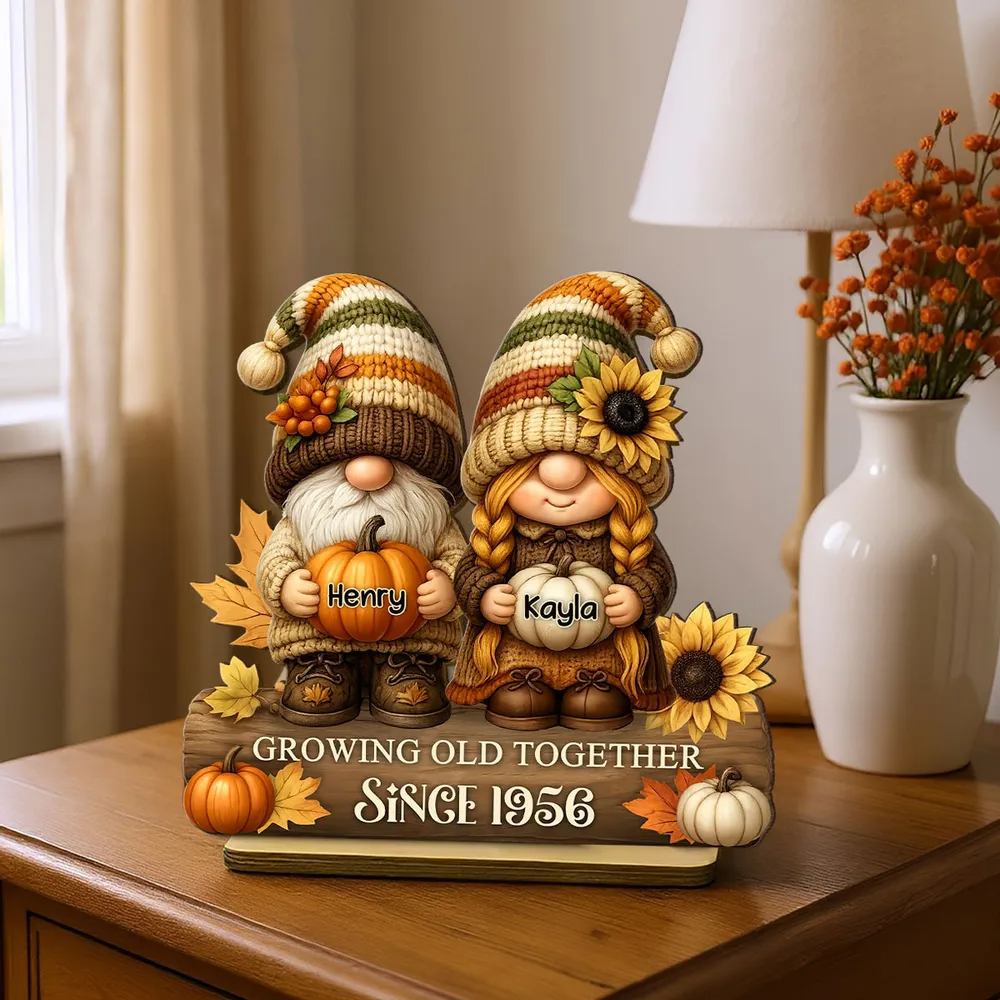 Couple Growing Old Together Personalized Standing Wooden Plaque Fall Decor for Couple