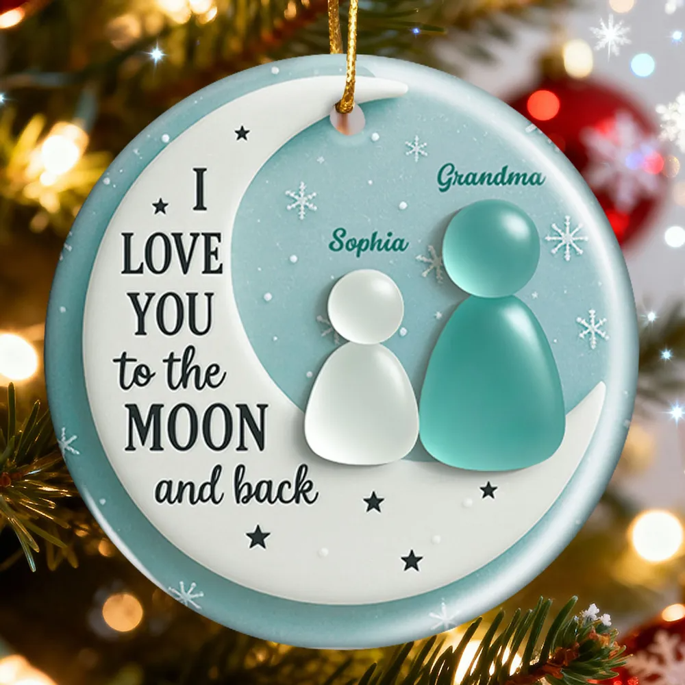 I Love You To The Moon and Back, Personalized Ceramic Ornament