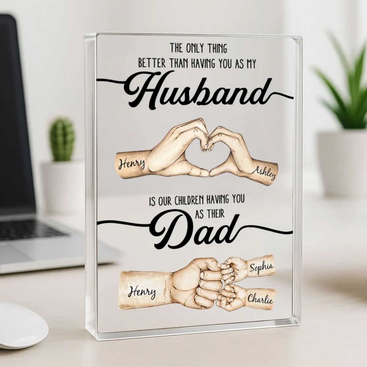 The Only Thing Better Husband Dad Hands Personalized Acrylic Block, Father's Day Gift for Husband, Gift for Dad
