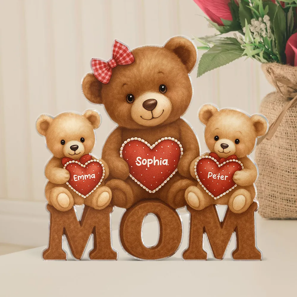 Mama Bear Personalized Custom Shape Acrylic Block Plaque, Gift For Mom