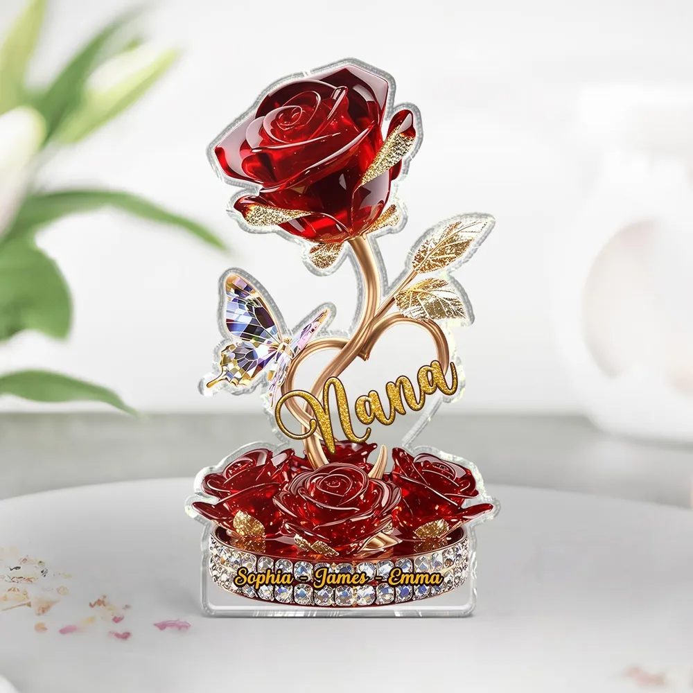 Beautiful Rose For Grandma Mom Personalized Acrylic Plaque