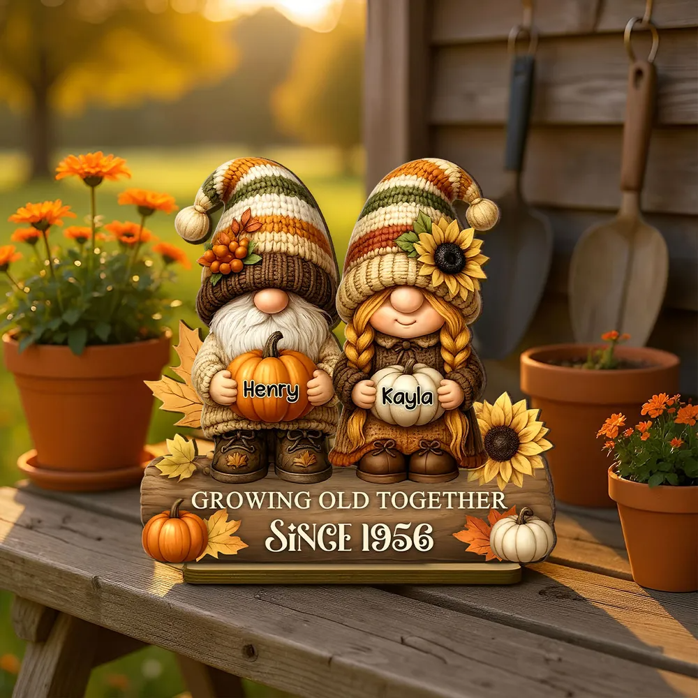 Couple Growing Old Together Personalized Standing Wooden Plaque Fall Decor for Couple