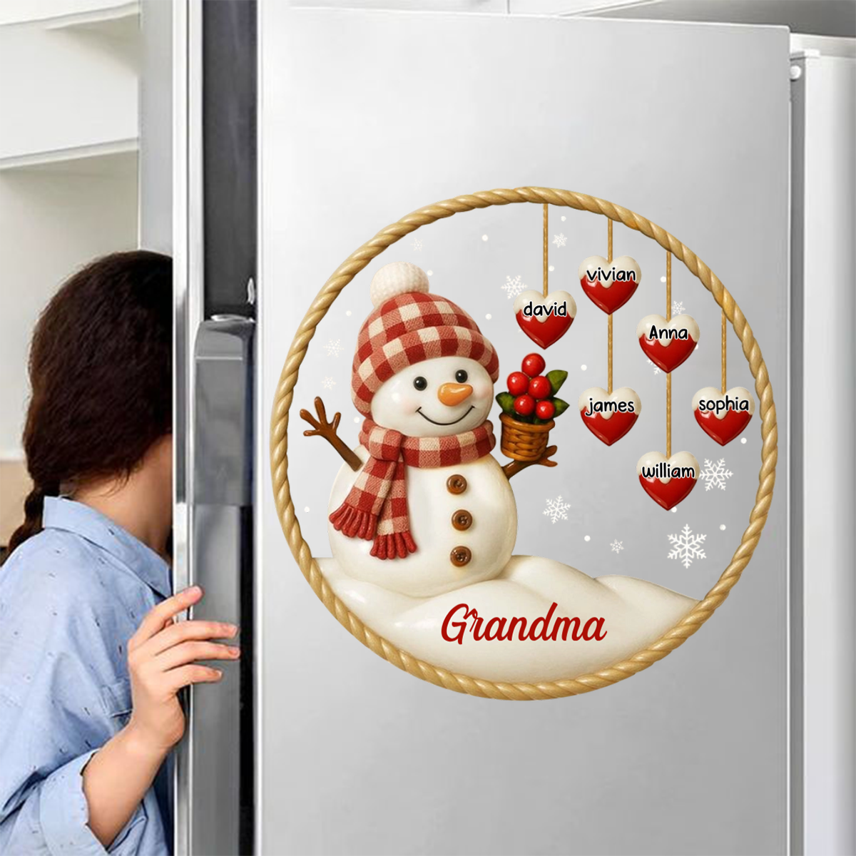 Snowman and Hearts Personalized Decal For Family