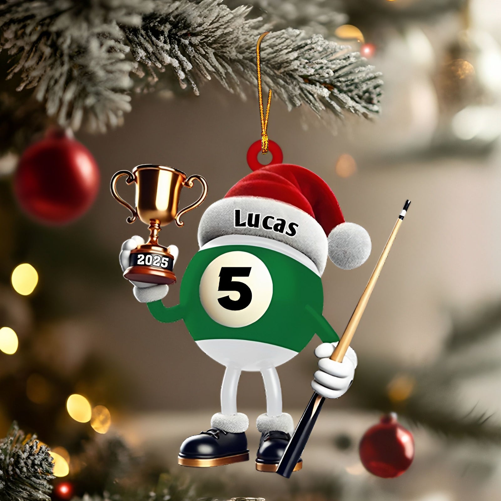 Custom Name Billiard Ornament, Billiard Lover Christmas Gift